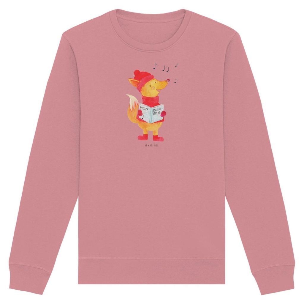 Mr. & Mrs. Panda Bio Baumwoll Pullover Fuchs Sänger Größe S - Canyon Pink - Geschenk, Pulli, Sweater, Sweatshirt, Weihnachten, Winter, Heiligabe...