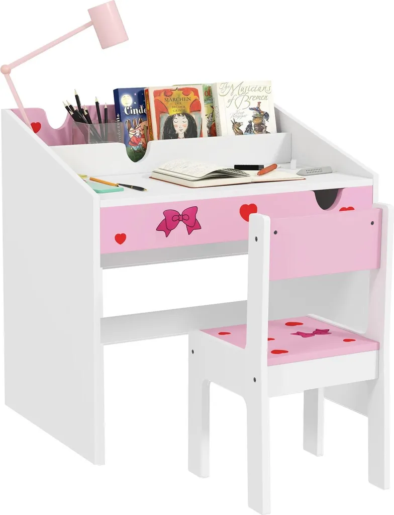 Bureau enfant rose pour dessiner et apprendre - Set table et chaise 60cm