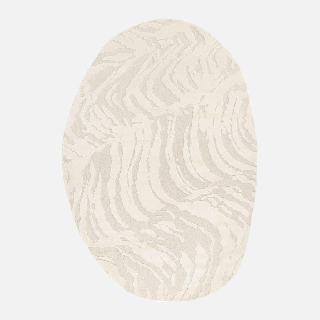 sweeek - Teppich mit Kieselsteinform und Relief cremefarben gemustert - Creme