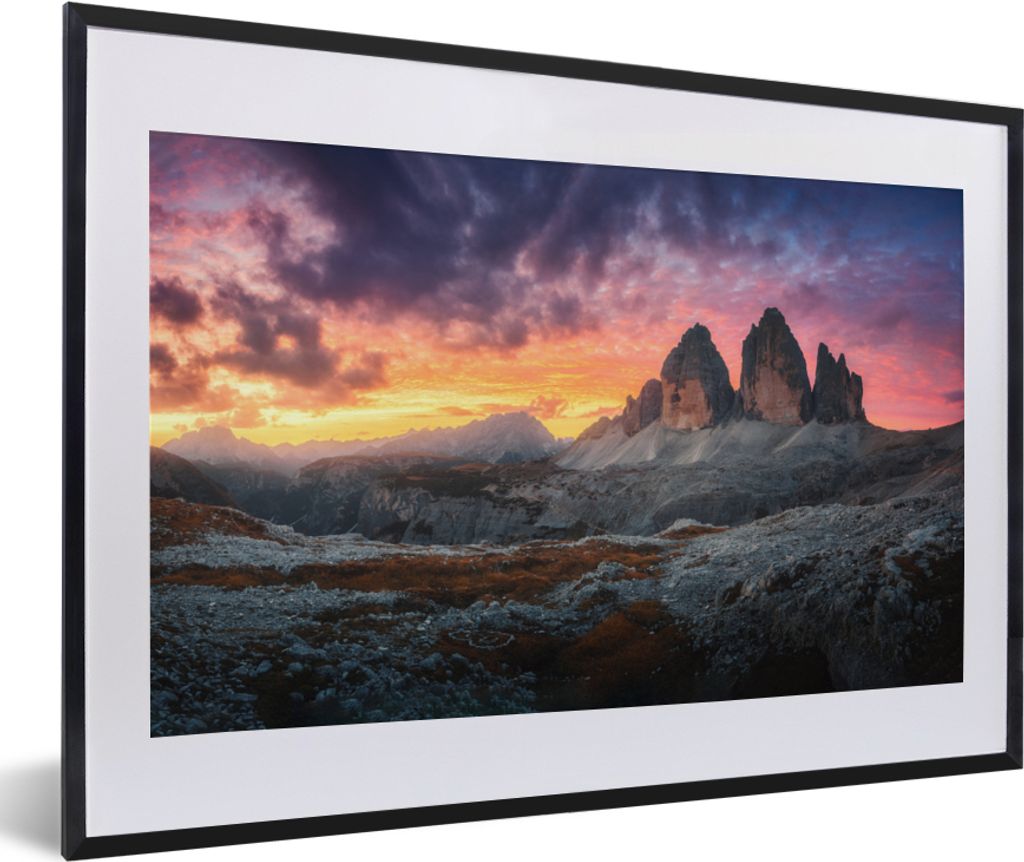 MuchoWow Gerahmtes Poster Felsen - Berg - Sonnenuntergang - Landschaft 60x40 cm - Poster mit Schwarzem Bilderrahmen Wandposter Rahmen Foto Bilder...