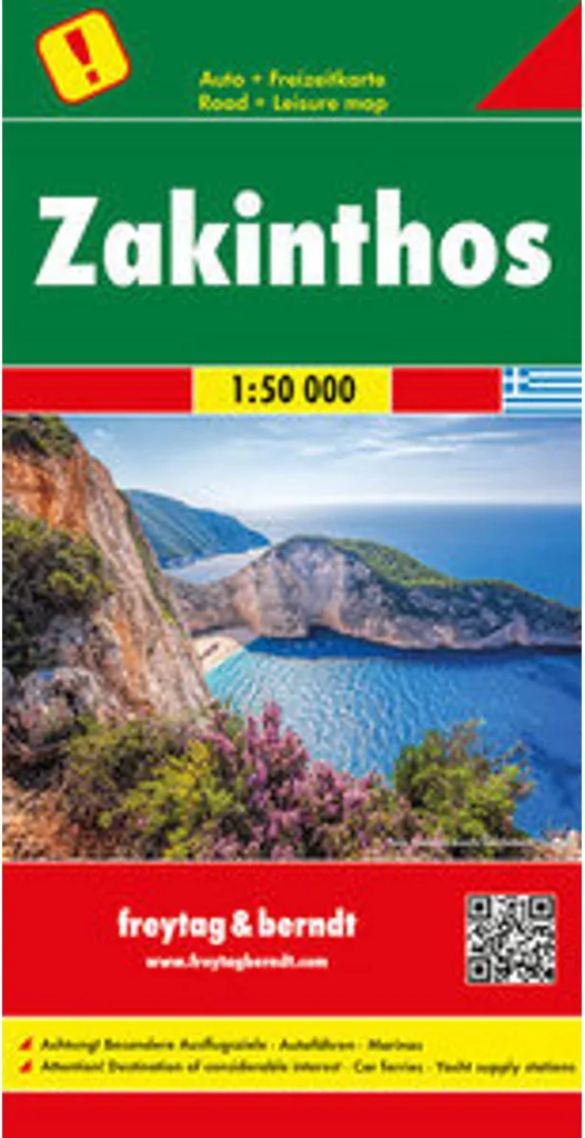 Carte de route pour Zakinthos à l'échelle 1:50.000 avec index complet