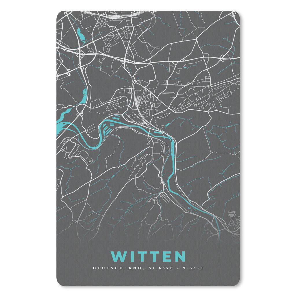 MuchoWow Mauspad Mousepad Stadtplan - Deutschland - Blau - Witten - Karte 40x60 cm - Mousepads - Maus Mat - Pad - Mausunterlage - Schreibtisch Ac...