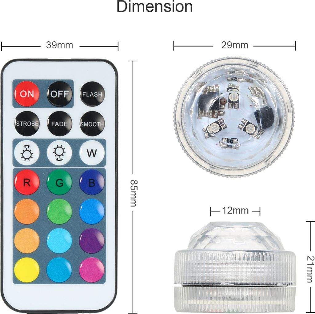 12er Pack Poolbeleuchtung LED RGB Unterwasser Licht mit Produktbild 7