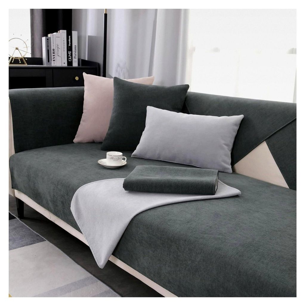 Chenille Sofabezug, Rutschfester Überwurf für Couch, Sofaschoner für Hunde und Katzen, 1/2/3/4-Sitzer Sofaüberwurf, für U-Form/L-Form Sektions...