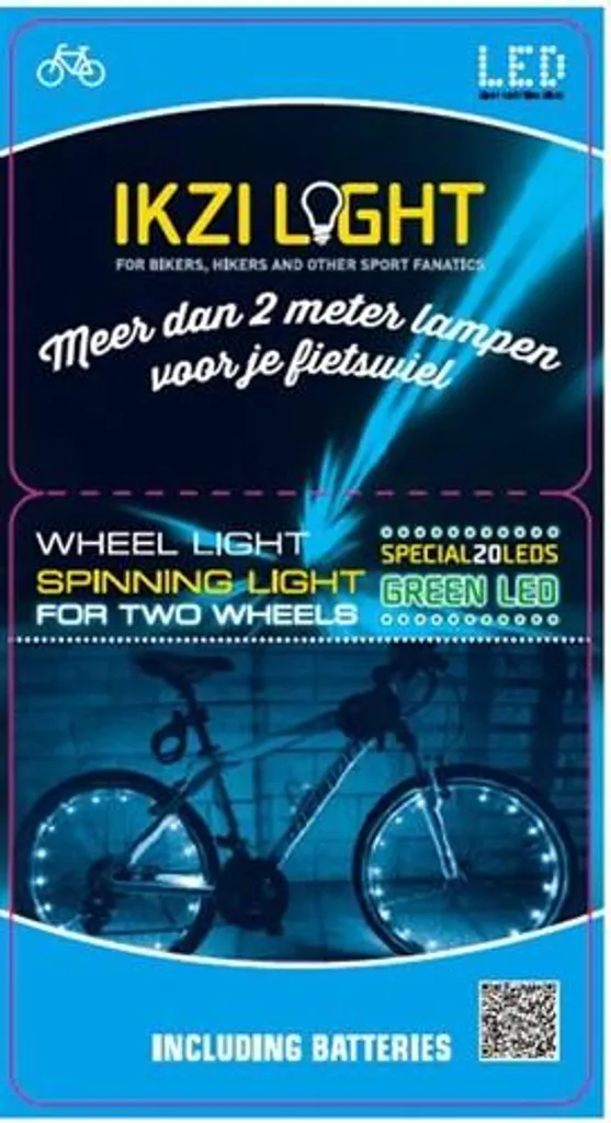 Lumière Vélo LED Verte 2,2m Wiel Light V Étanche et Ultra Légère 20 LED