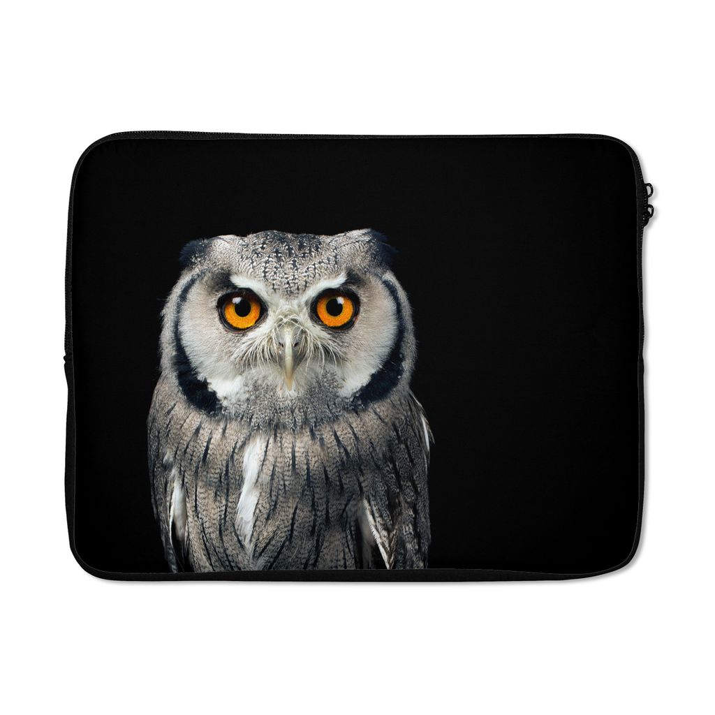 MuchoWow Laptop Hülle 15 Zoll Eule - Vogel - Orange - Schwarz Laptoptasche - Laptoptasche - Sleeve - Rundum-Schutz