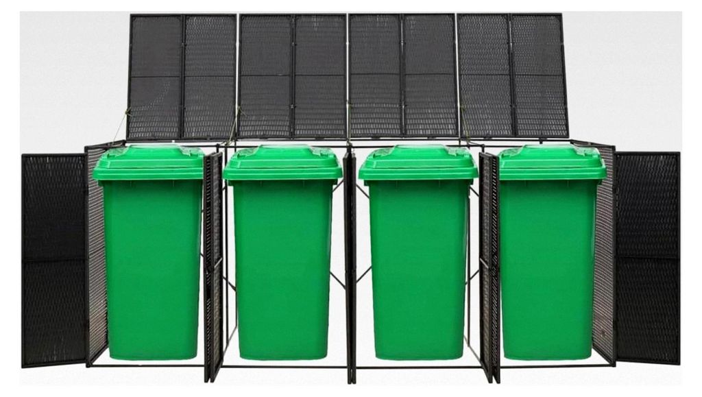 Mülltonnenbox für 4 Tonnen Schwarz 274x80x117 cm Poly Rattan