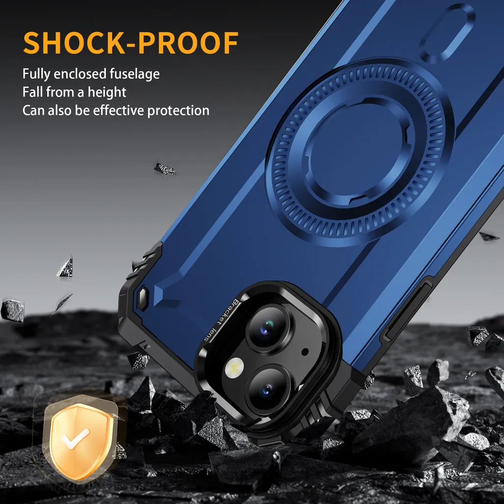 Custodia iPhone 14 Blu Magnetica con Supporto | Elegante e Robusta - 7