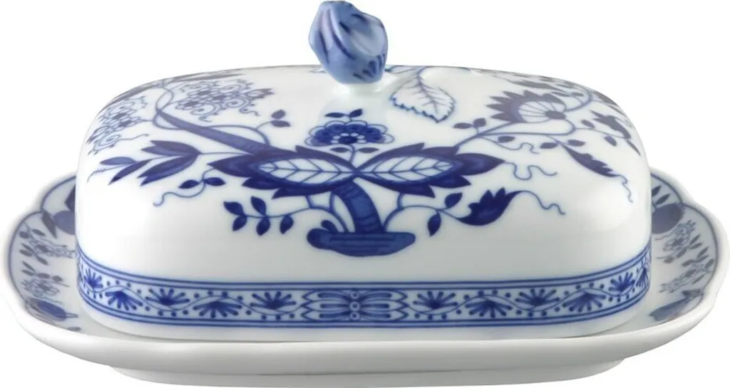 Beurrier traditionnel bleu et blanc pour service à table impeccable