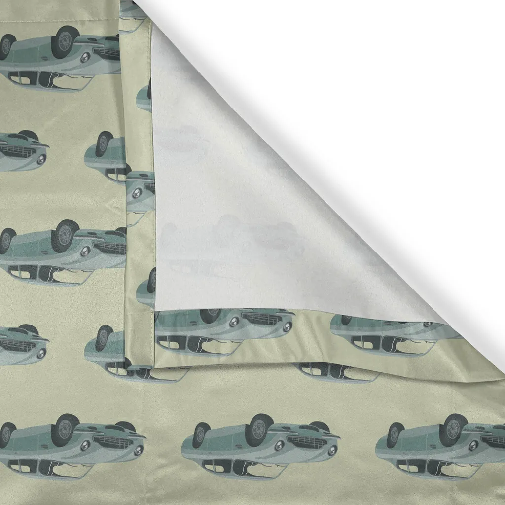 Rideau de salon vintage voiture rétro bleu-gris pour chambre d'ado
