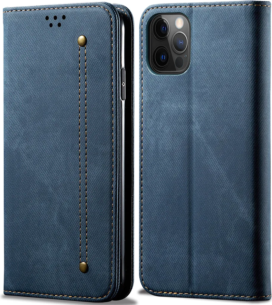 Custodia a Libro iPhone 13 Pro Blu: Protezione Magnetica e Stand Video