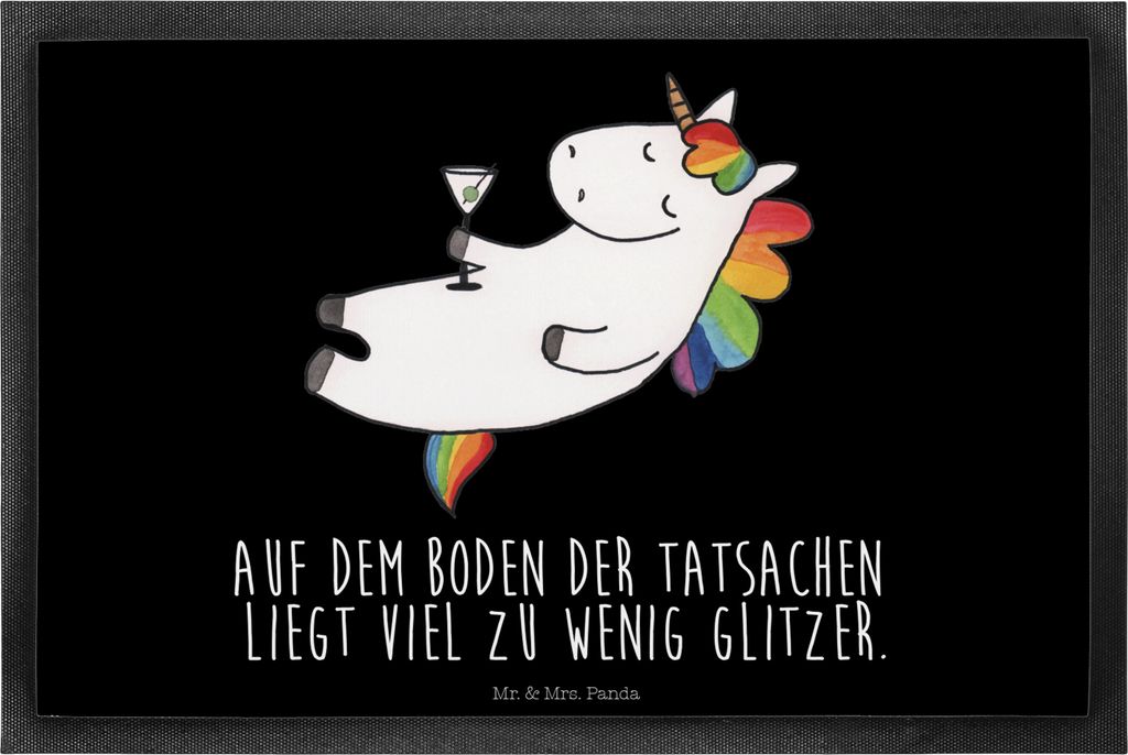Mr. & Mrs. Panda Fußabstreifer Einhorn Cocktail 40 x 60 cm - Schwarz - Geschenk, Freundin, Lustig, Schmutzmatte, Geburtstag, Türvorleger, fußmat...