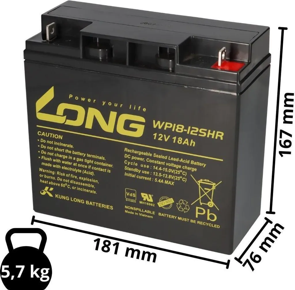Batterie 12V 18Ah Kung Long WP18-12SHR : Fini les Pannes d'Alarme et UPS