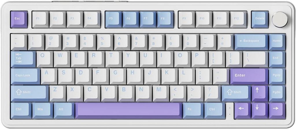 Gasket Mechanische Tastatur 75% Kabellos mit Drehregler, Hot-Swap, PBT-Tastenkappen, Fünfschichtige Polsterung, BT5.0/2.4G/USB-C, RGB, Mac/Win