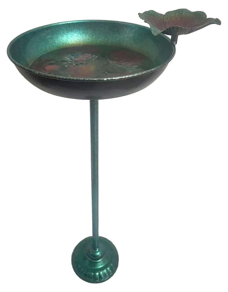 Vogeltränke und Futterhäuschen aus Metall mit Lotusblatt-Design, stehendes Vogeltränkchen für den Außenbereich zur Dekoration von Garten, Hof ...