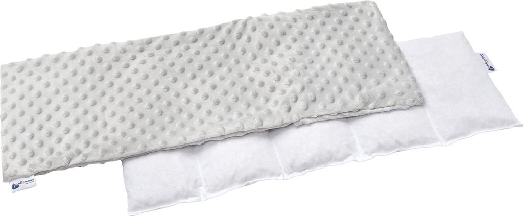 Medi Partners Kirschkernkissen 60x20cm 800g Minky 5 kammern Körnerkissen groß Öko Natur Wärmekissen Kältetherapie abnehmbarer Bezug (Grau)