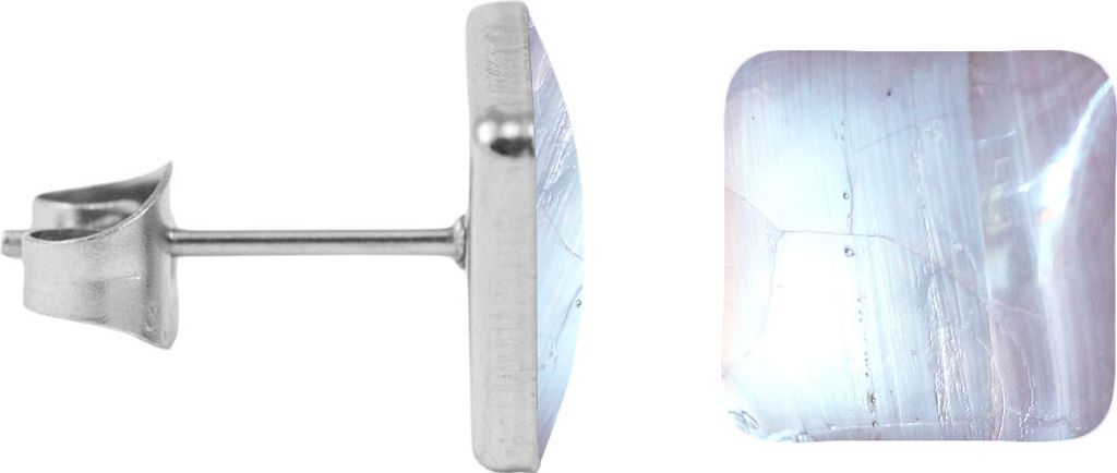 Chirurgenstahl Ohrstecker Perlmutt Quadrat Farbe - Helles Rosa