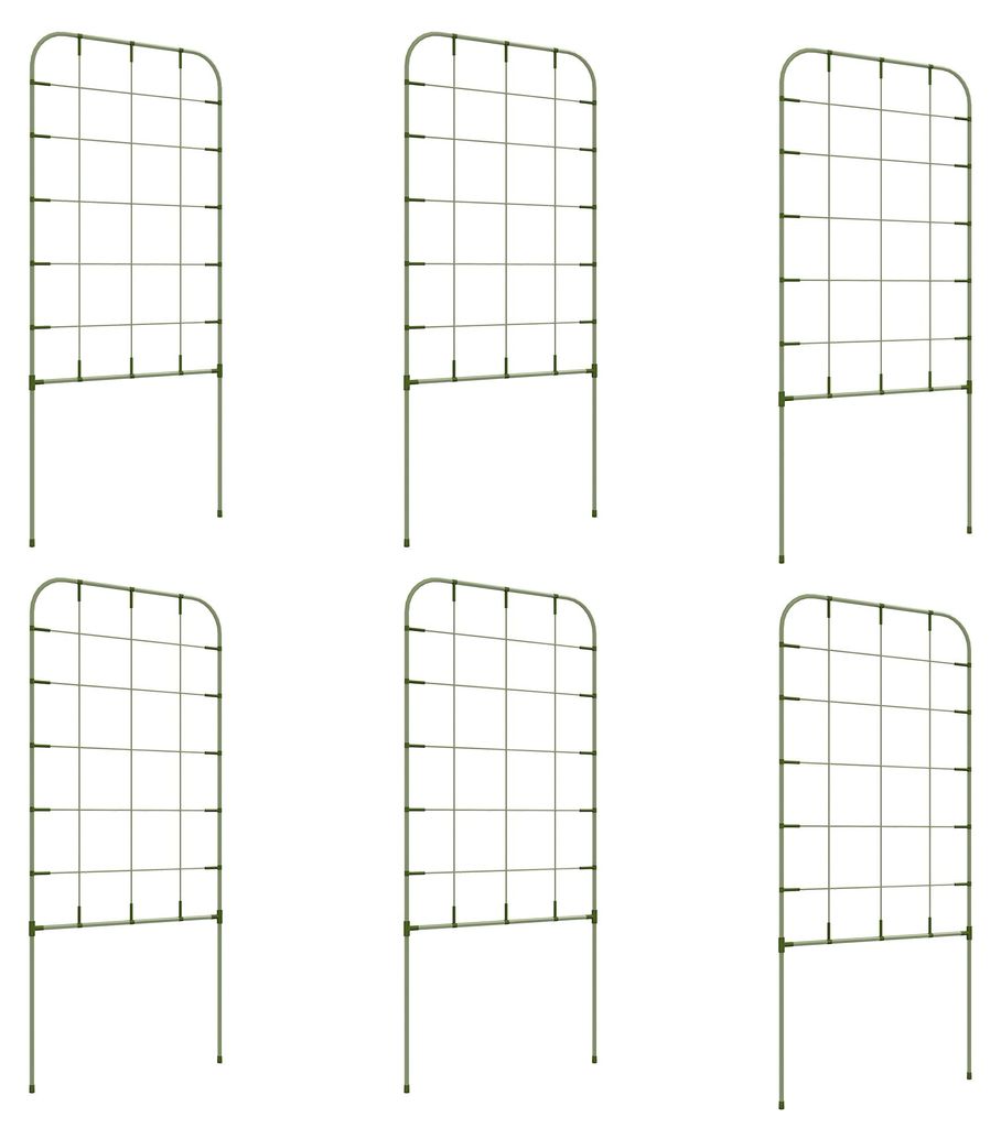 Rankgitter-Set. 6 Metallspaliere fš¹r Kletterpflanzen. Stahl. 40 x 90 cm. Grš¹n