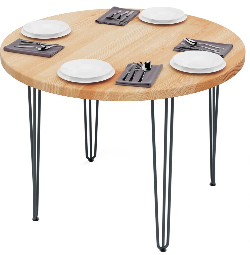 LAMO Manufaktur Esstisch rund 100 cm | Wohnzimmertisch Holz, Bistrotisch | Runder Tisch für Küche, Restaurant | Stärke: 40mm, Farbe: Natur, Bein...