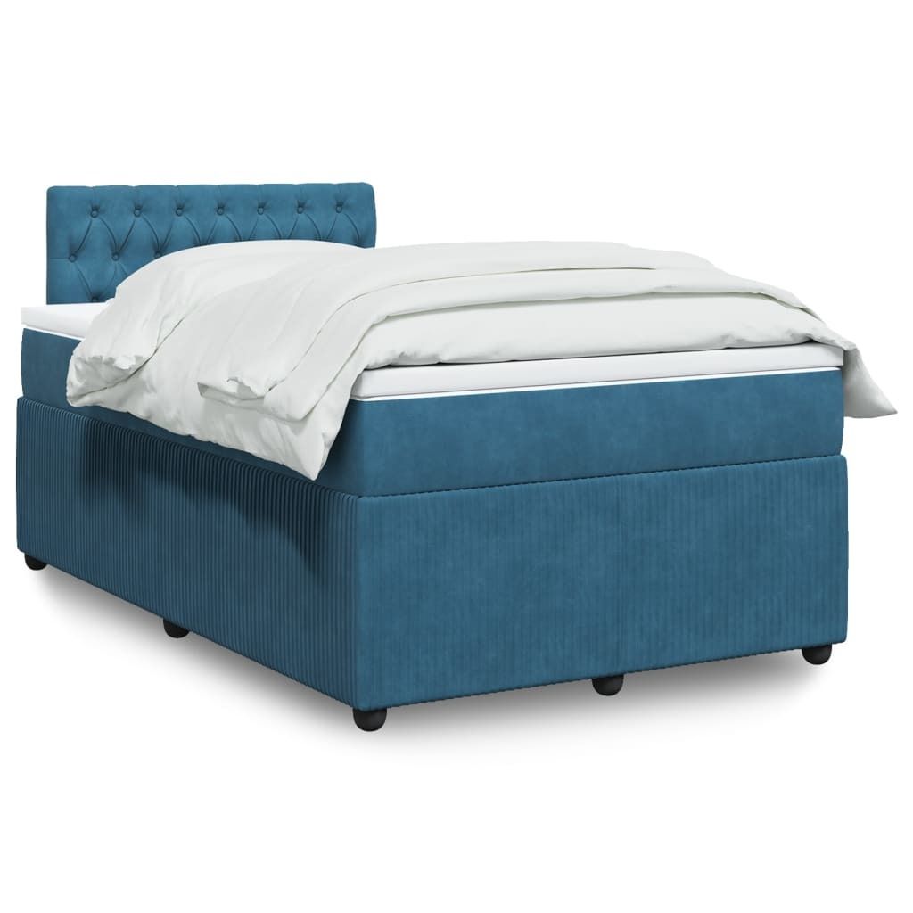 Boxspringbett mit Matratze Blau 120x200 cm Samt, Klassische Betten 2024 Neu DesignMöbel