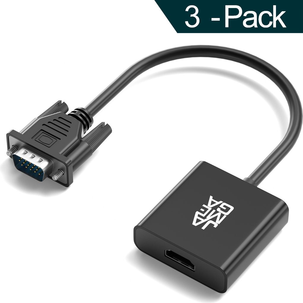 VGA Stecker auf HDMI Buchse Adapter inkl. Soundkarte | 3er Set