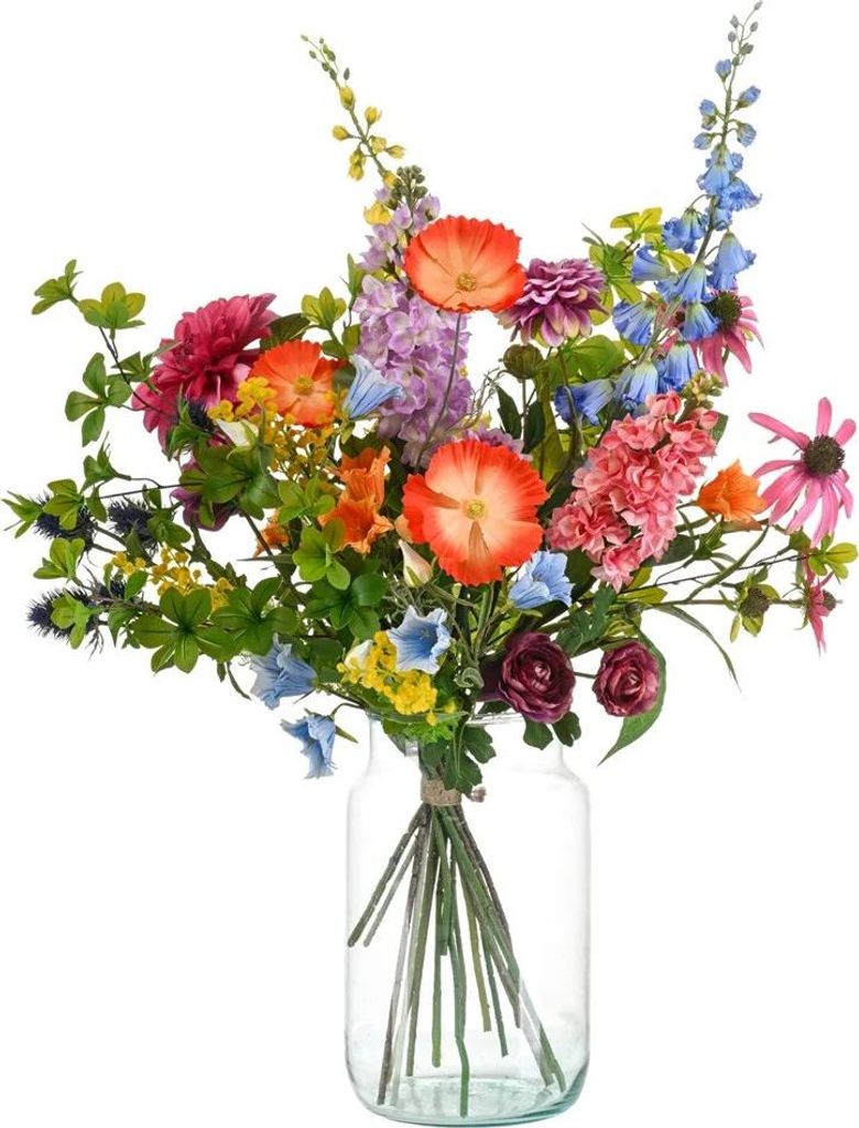 artplants.de Unechter Blumenstrauß Feme, bunt, 90cm, Ø55cm - Künstlicher Blumenstrauß