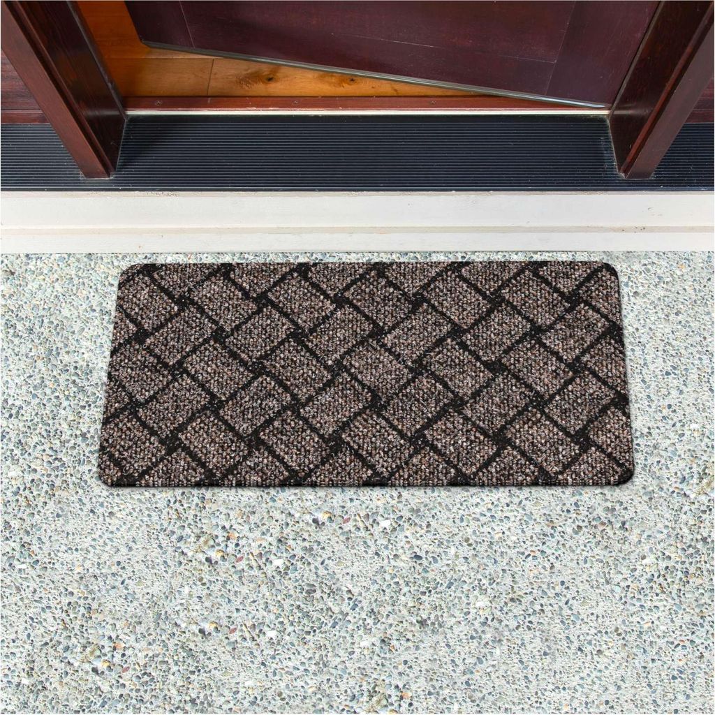 Fußmatte Türvorleger Bodenmatte Textil Melbourne Pflasterstein Braun Robust Wasserabweisend Breite 40 cm Länge 80 cm