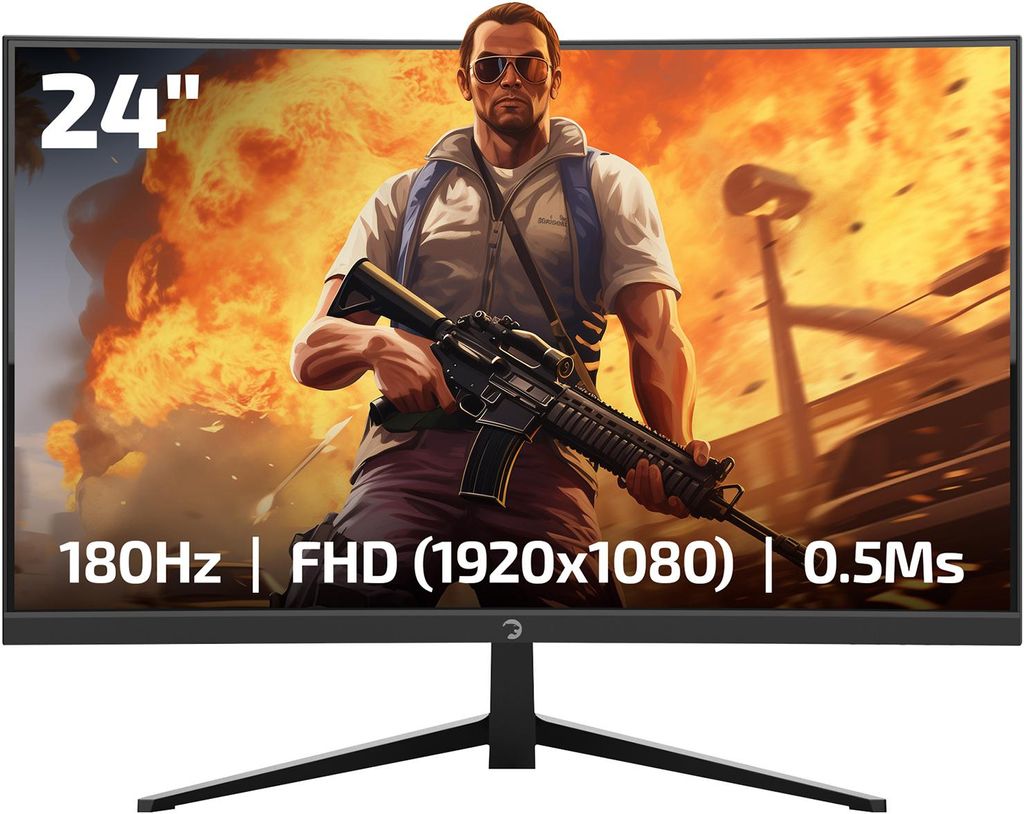 GAMEPOWER T40 Curved Monitor 24 zoll Gaming FullHD 180hz Produktbild 