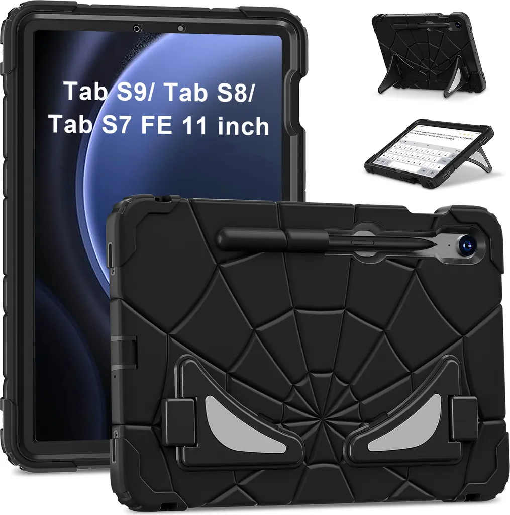 Coque robuste pour tablette Samsung Galaxy Tab S9 FE avec support noir