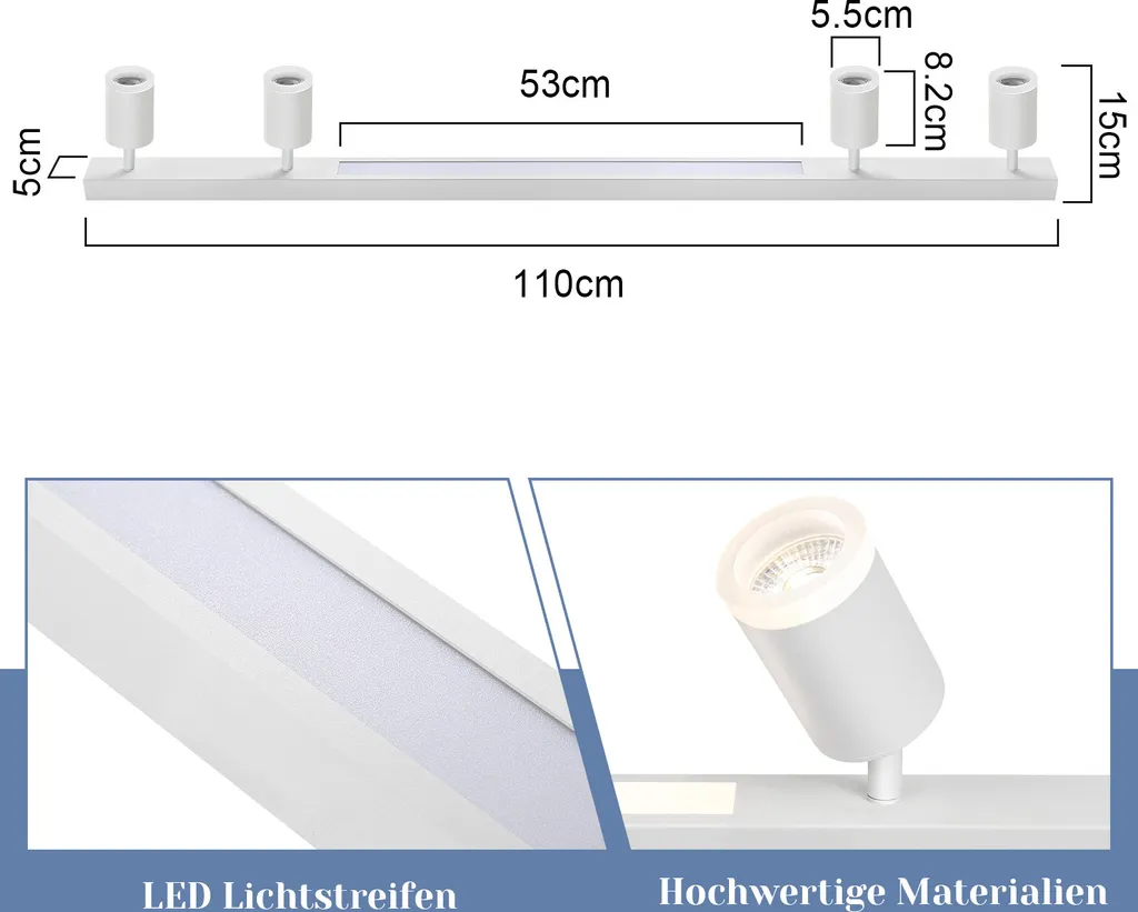 Luminaire Plafonnier LED Orientable à 350 Degrés avec Télécommande Incluse