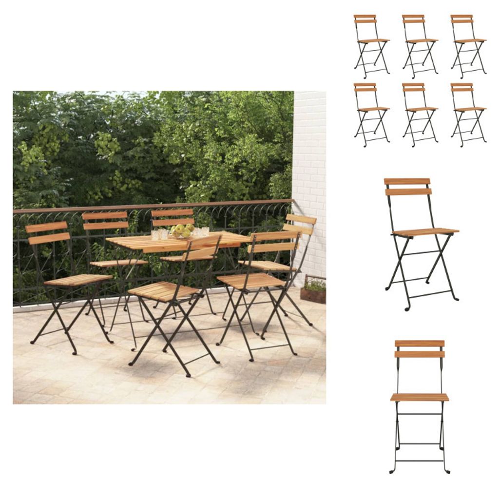 vidaXL Bistrostühle 6 Stk. Klappbar Massivholz Teak und Stahl - Gartenstühle