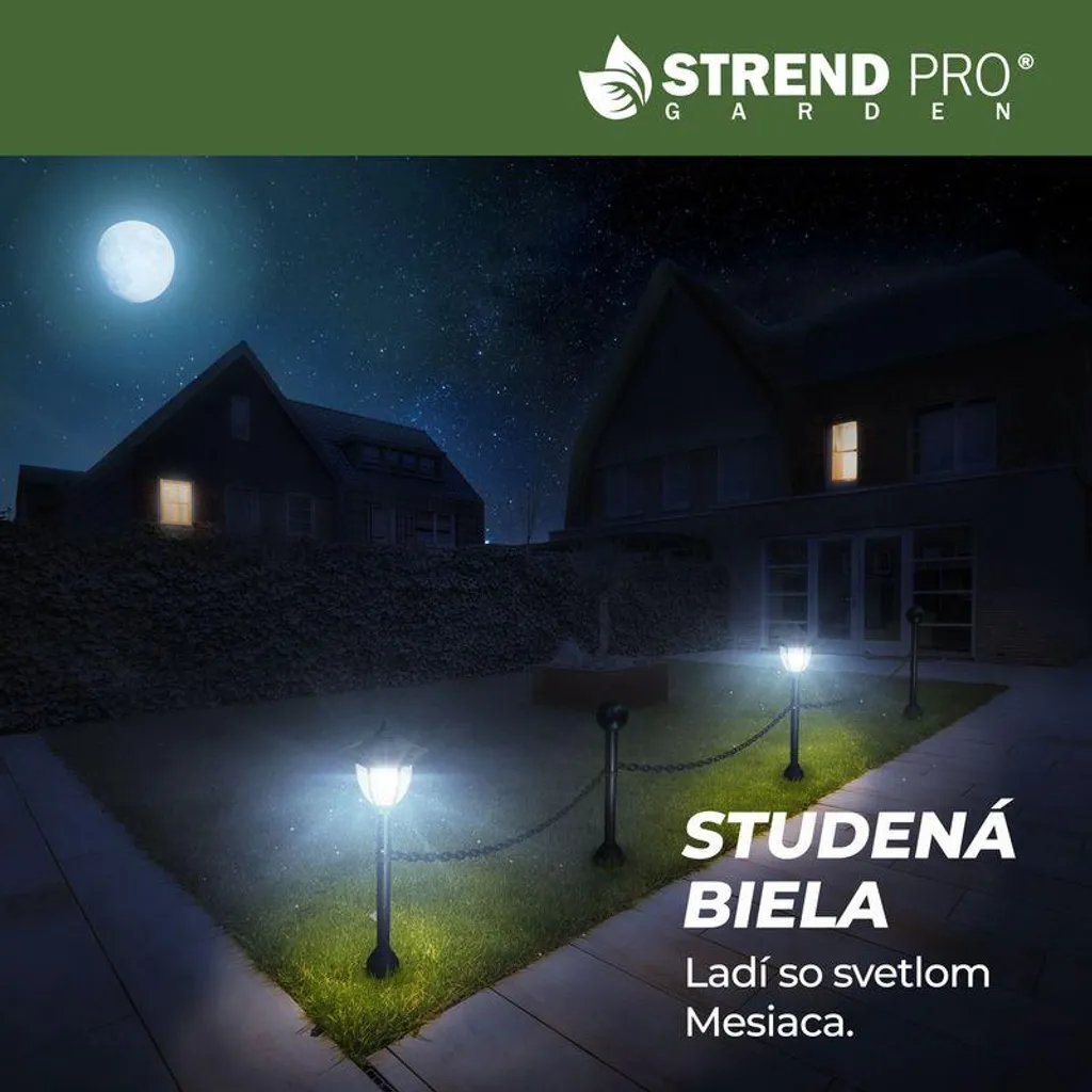 Balise Solaire de Jardin LED avec Chaîne, Lot de 2 Bornes de 71 cm Noir