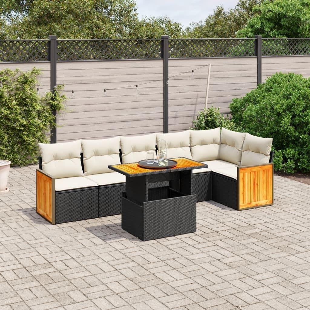 Maison Exclusive - 7-tlg. Garten-Sofagarnitur mit Kissen Schwarz Poly Rattan