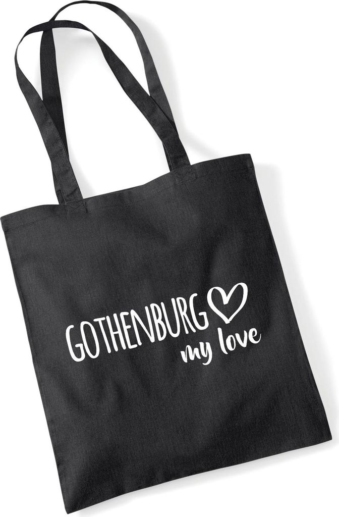 Huuraa Jutebeutel Gothenburg my love 10 Liter Black Baumwolle Tasche Geschenkidee