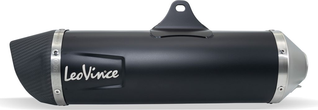 LeoVince Endschalldämpfer NERO mit Zulassung, Edelstahl schwarz, Carbon Kappe kompatibel mit Piaggio MP3 400 / LT / RST Bj. 2007 - 2012 E3 / MP3 5...