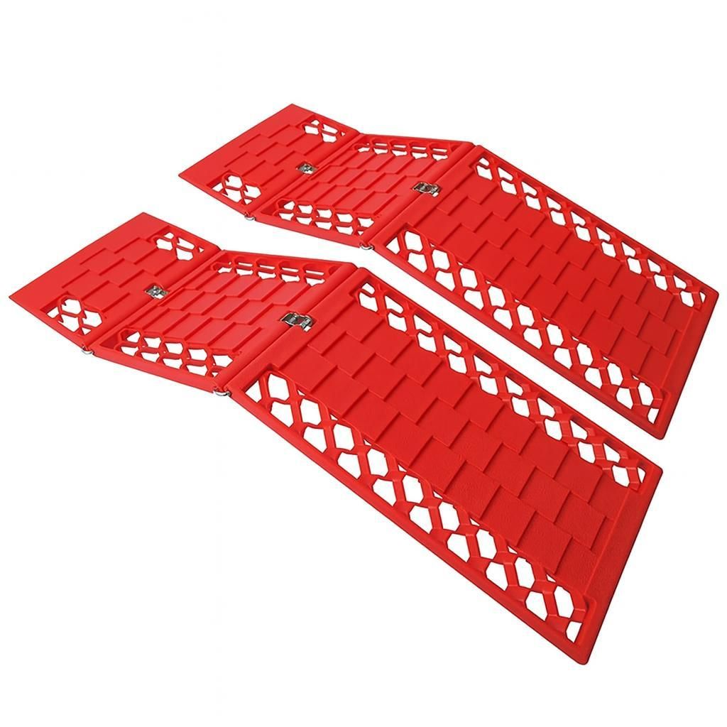 Faltbare Anfahrhilfe 2er-Set Rot Traktionsmatten für Schnee, Sand, Schlamm Gripmatte Anti-Rutsch-Matte Winter Wohnmobil Wohnwagen PKW