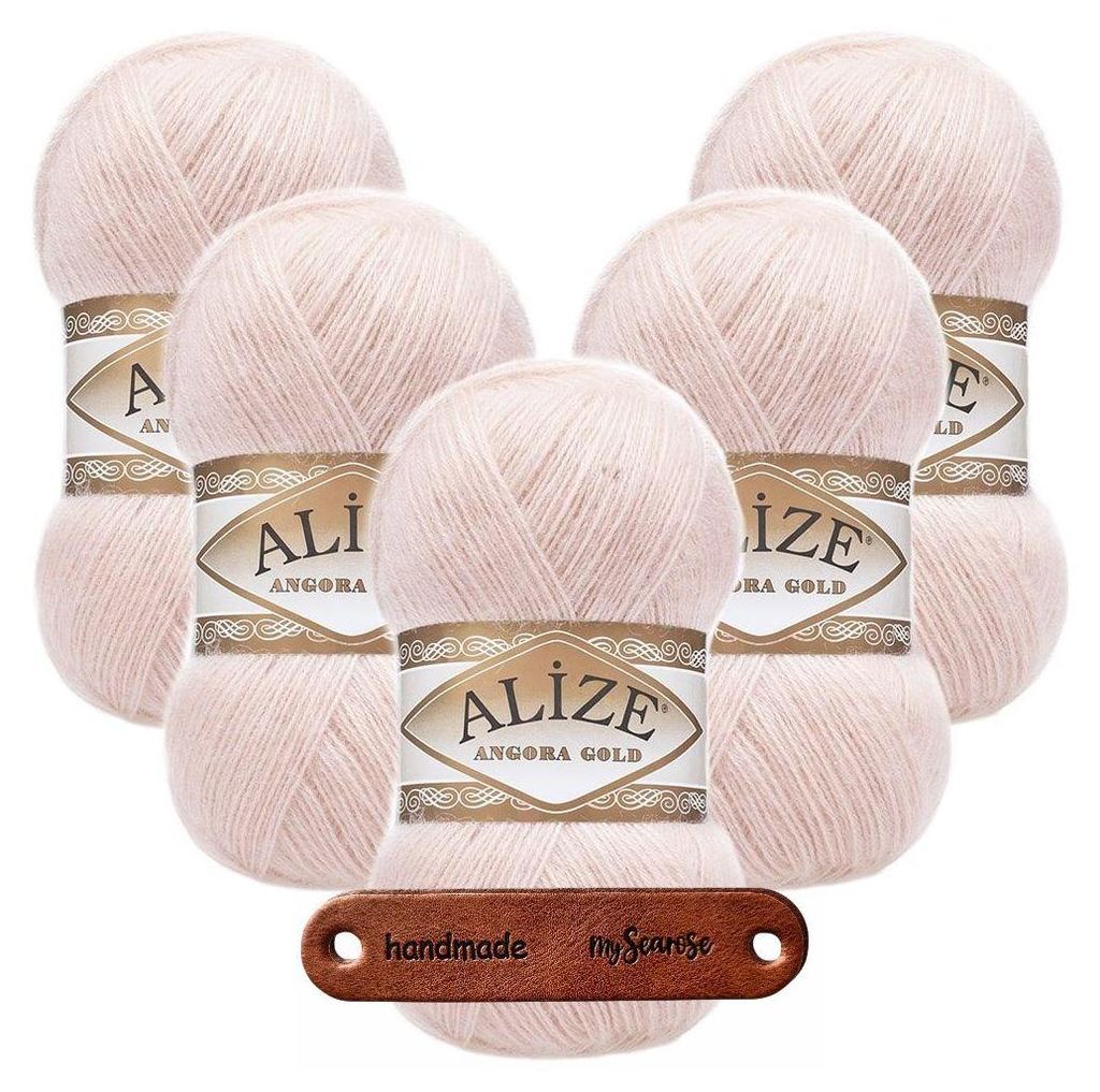 5 x ALIZE Angora Gold 271 Pearl Pink mit Label Produktbild 