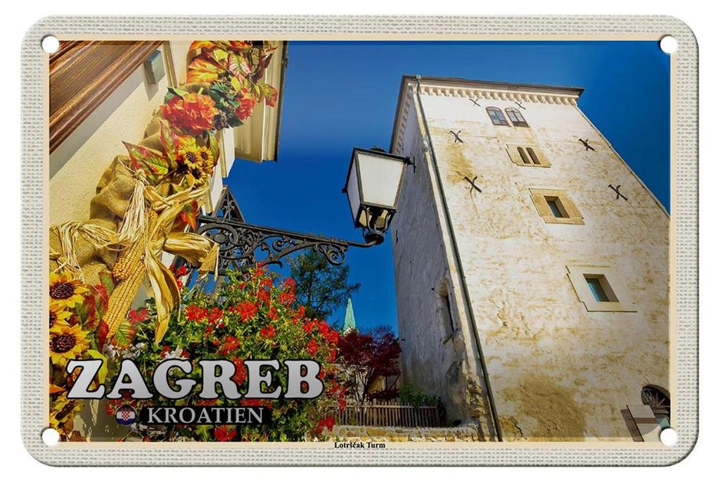 Blechschild Reise 18x12cm Zagreb Kroatien Lotrscak Turm Produktbild 