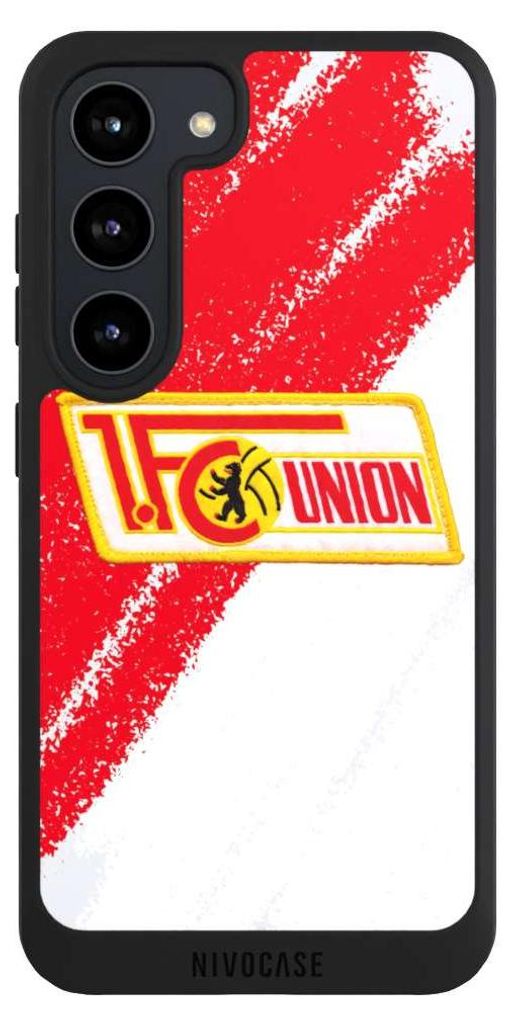 NIVOCASE Handyhülle für Samsung Galaxy S23 Hülle NIVOpure Case Schwarz 1. FC Union Berlin Logo Offizielles Lizenzprodukt