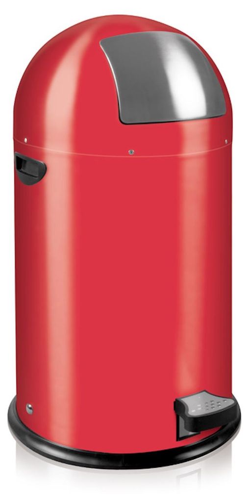 Stilvoller eleganter Abfalleimer mit starkem Fußpedal und verzinktem Inneneimer | 33 Liter, HxØ 70x38cm | Rot