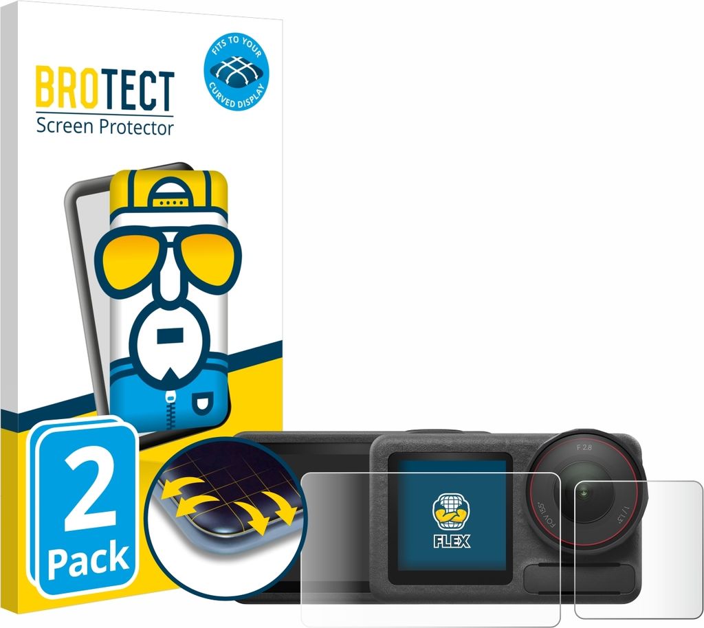 2x BROTECT Fullscreen Schutzfolie für DJI Osmo Action 5 Pro Displayschutz Folie Fullcover Klar Transparent
