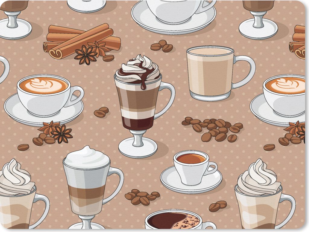 MuchoWow Mauspad Mousepad Muster - Kaffee - Cappuccino - Schokolade 40x30 cm - Mousepads - Maus Mat - Pad - Mausunterlage - Anti Rutsch