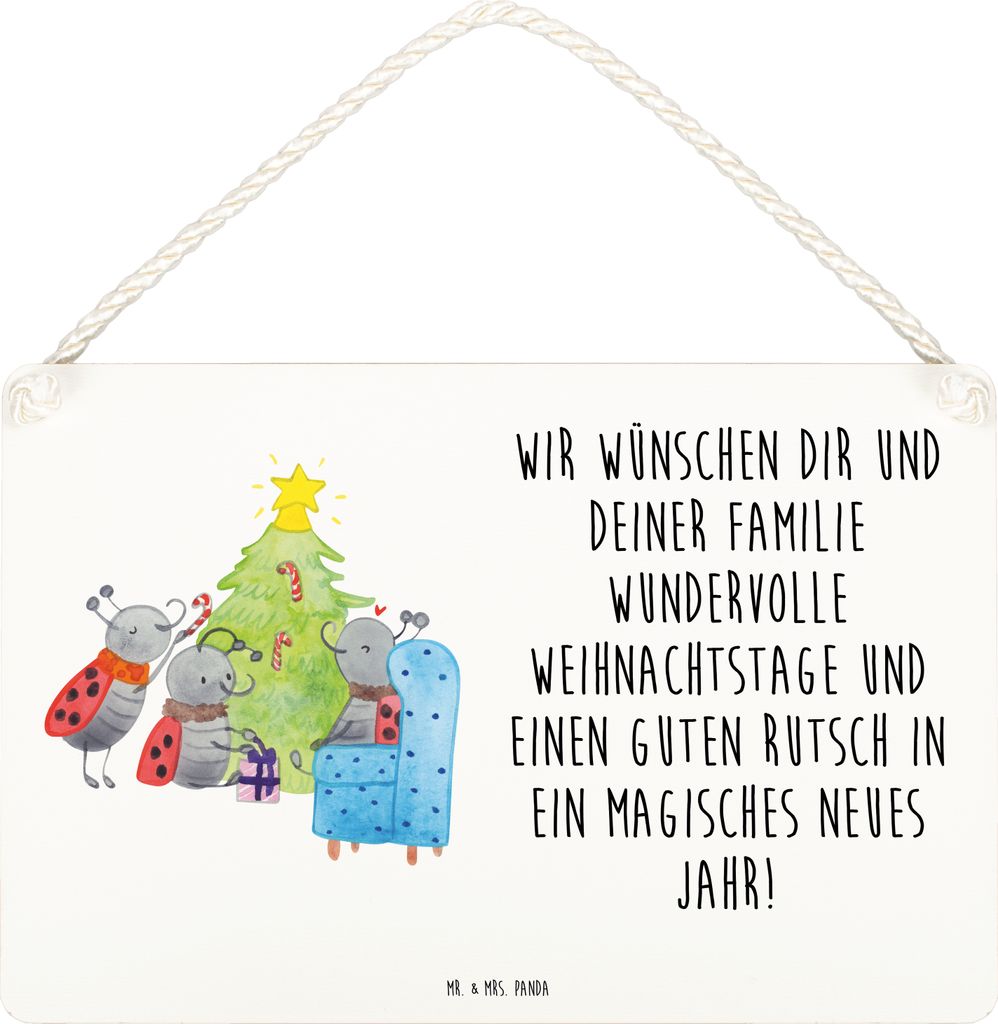 Mr. & Mrs. Panda holzbild Weihnachten Smörle DIN A4 - Weiß - Geschenk, Schild, Holzschild, Türschild, Tannennadeln, Wandbild Holz, wandtafel, We...