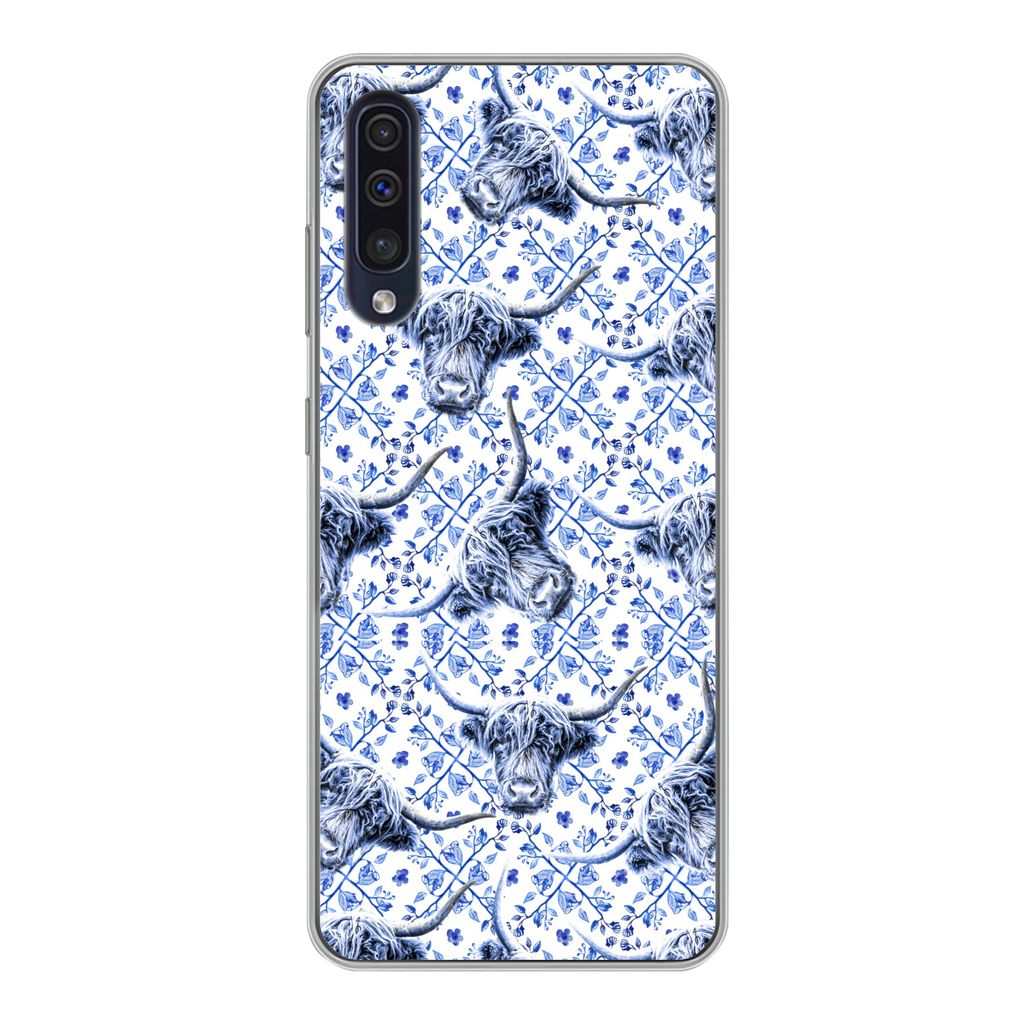MuchoWow Handyhülle Schutzhülle Hülle für Samsung Galaxy A30s Delfter Blau - Tiere - Schottischer Highlander Silikon Softcase Handy Hülle - ...