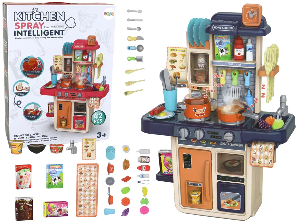 Cuisine de Jeu pour Enfant 63 cm avec 42 Accessoires et Effets Sonores