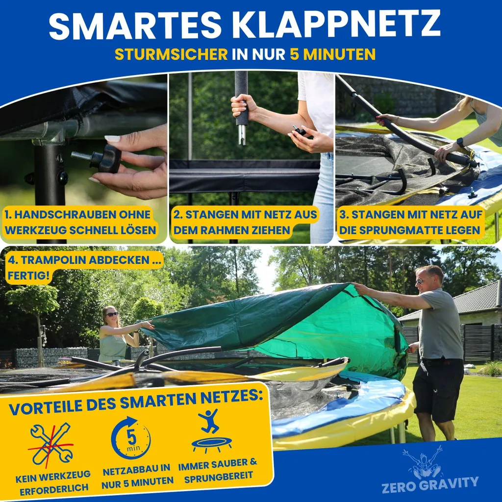 Trampoline 305 cm Stable et Sûr Zero Gravity : Sécurité Maximale 120kg