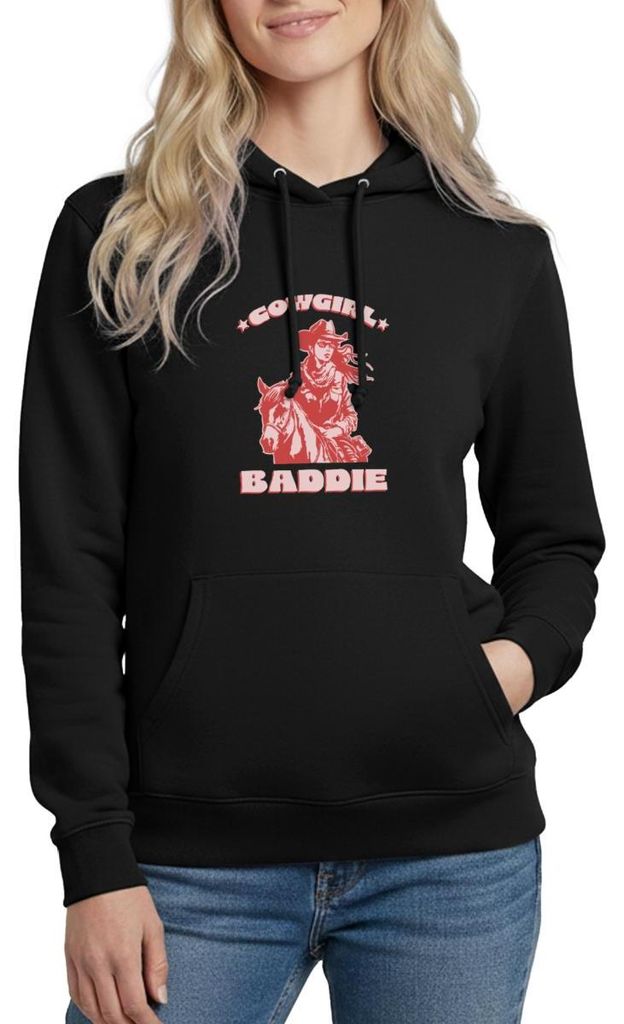 Spreadshirt Cowgirl Baddie | Pferd Und Reiterin Style Damen Hoodie, S, Schwarz