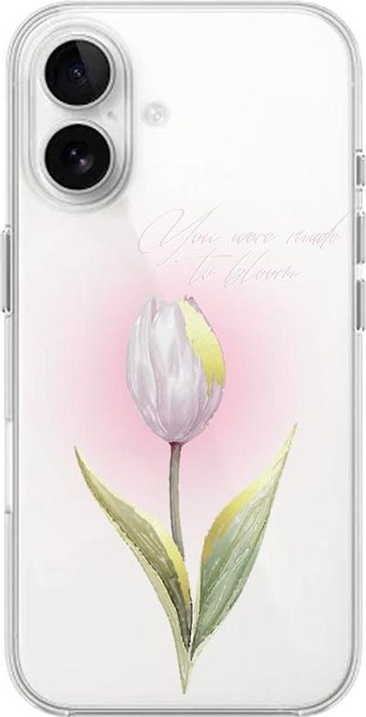 iPhone 16 Hülle, transparent, Silikon Flexi, Blumen, Tulpe