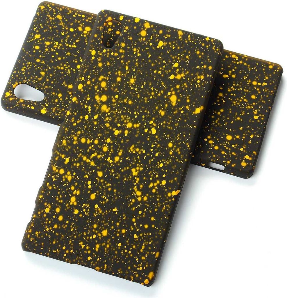 Handy Hülle Schutz Case Bumper Schale für Sony Xperia Z5 3D Sterne Gelb