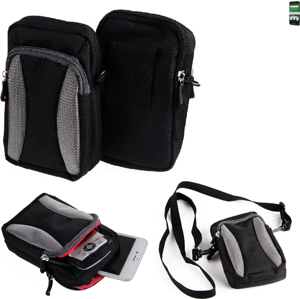 K-S-Trade Schutz-Hülle kompatibel mit doro 8035 Handy Gürteltasche Umhängetasche mit Zusatzfach schwarz
